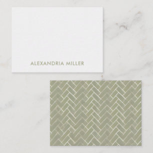 Tarjeta Pequeña Elegante Sage Green con patrón Herringbone