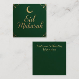 Tarjeta Pequeña Elegante Saludo de Eid Mubarak de Lujo en Verde