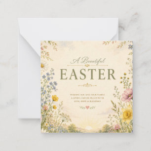 Tarjeta Pequeña Elegante saludo de Pascua de flor silvestre, diseñ