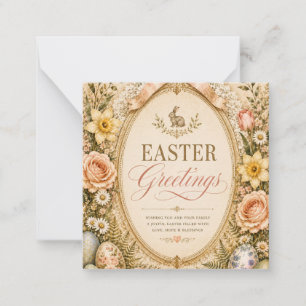 Tarjeta Pequeña Elegante saludo de Pascua, estilo botánico vintage