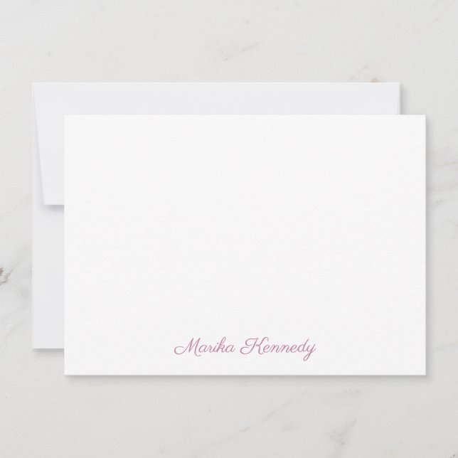 Tarjeta Pequeña Elegante script de firma personalizada rosa Rubor (Anverso)