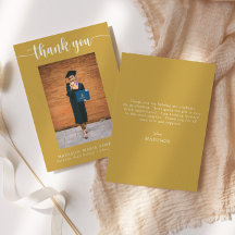 Elegante Script Gold Graduation Photo You