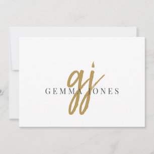 Tarjeta Pequeña Elegante Script Gold Monograma Nombre de Iniciales