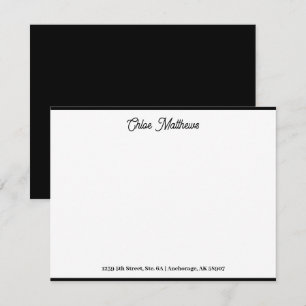 Tarjeta Pequeña Elegante Script Jet Black Stationery Border