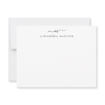 Elegante Script Monograma Moderno Stationery No