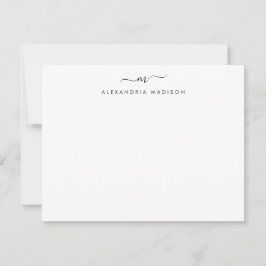 Tarjeta Pequeña Elegante Script Monograma Moderno Stationery No
