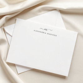Tarjeta Pequeña Elegante Script Monograma Moderno Swash Stationery