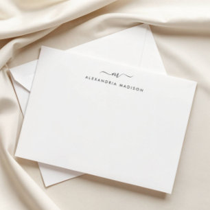 Tarjeta Pequeña Elegante Script Monograma Moderno Swash Stationery