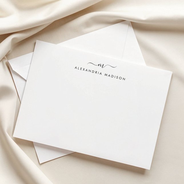 Tarjeta Pequeña Elegante Script Monograma Moderno Swash Stationery (Subido por el creador)