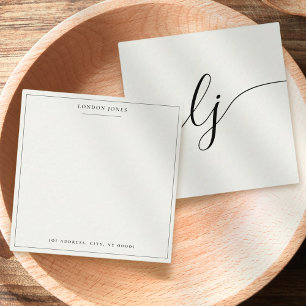 Tarjeta Pequeña Elegante Script Personalizado Stationery Marfil Wh