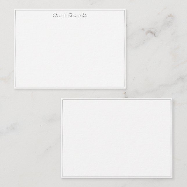 Tarjeta Pequeña Elegante Sencillo Marco de Oro Blanco Boda Pareja (Anverso / Reverso)