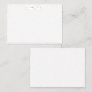 Tarjeta Pequeña Elegante Sencillo Marco de Oro Blanco Boda Pareja