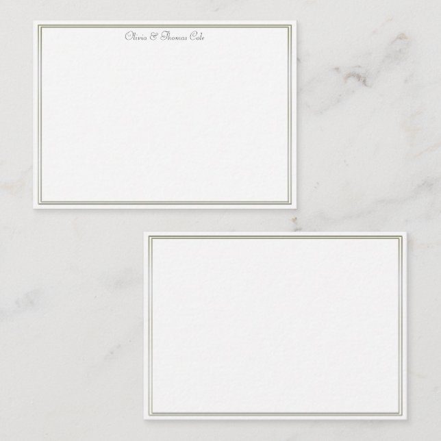 Tarjeta Pequeña Elegante Sencillo Marco Doble Dorado Boda Pareja (Anverso / Reverso)