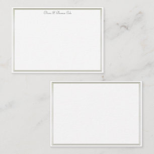 Tarjeta Pequeña Elegante Sencillo Marco Doble Dorado Boda Pareja
