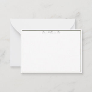 Tarjeta Pequeña Elegante Sencillo Sencillo Marco Dorado Boda Parej
