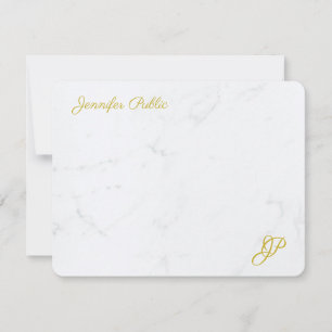 Tarjeta Pequeña Elegante Sencillo Texto Dorado Personalizado Stati