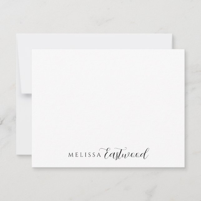 Tarjeta Pequeña Elegante Serif de Monograma Script (Anverso)