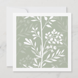 Tarjeta Pequeña Elegante Silueta Floral Verde Salvia Minimalista