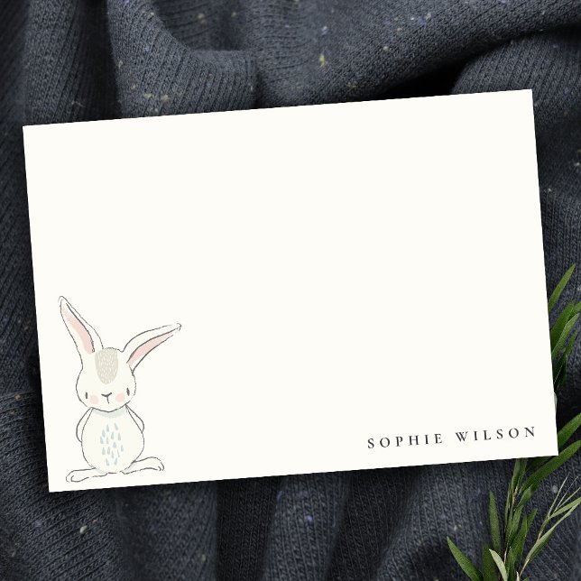 Tarjeta Pequeña Elegante simple lindo Blue Pink Bunny Kids Cumplea (Subido por el creador)
