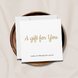 Tarjeta Pequeña Elegante simple regalo de oro de imitación blanca