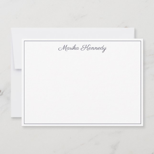 Tarjeta Pequeña Elegante Slate Gray Script Diamond Signature (Anverso)