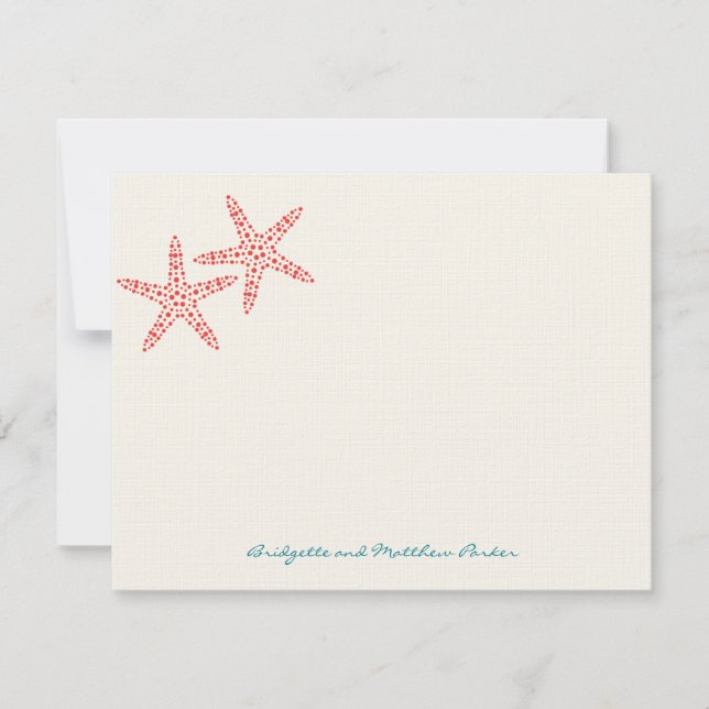 Tarjeta Pequeña Elegante Starfish Gracias Cartas (Anverso)