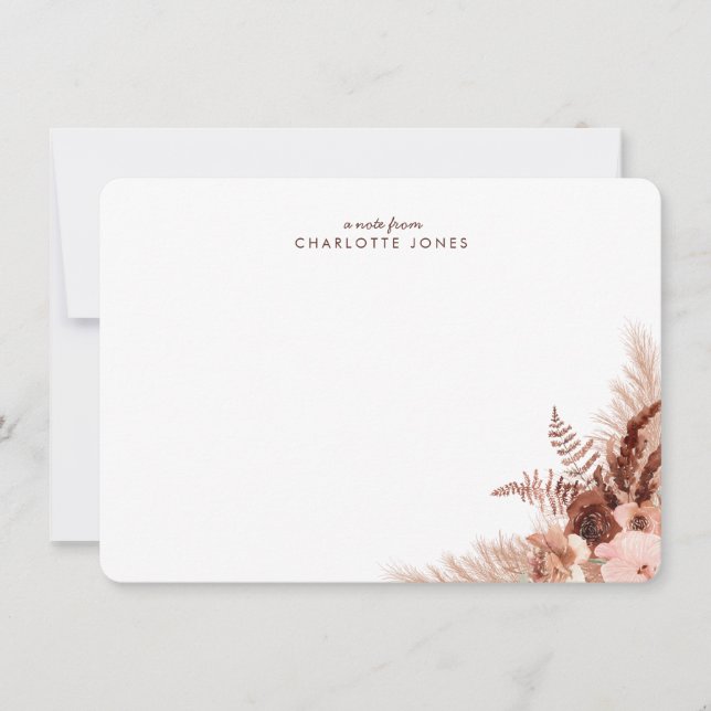 Tarjeta Pequeña Elegante Stationery personal Boho Pampas Grass (Anverso)