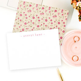 Tarjeta Pequeña Elegante Stationery personalizada Boho Wildflower