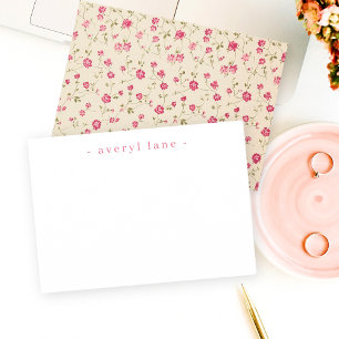 Tarjeta Pequeña Elegante Stationery personalizada Boho Wildflower