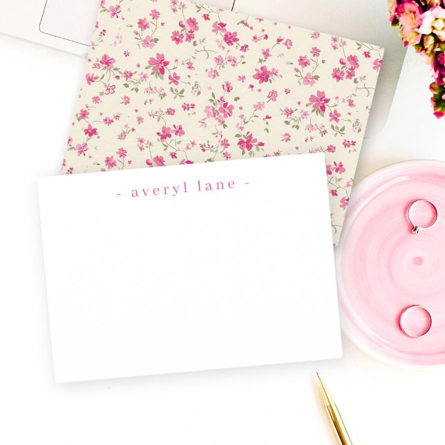 Tarjeta Pequeña Elegante Stationery personalizada Boho Wildflower (Subido por el creador)