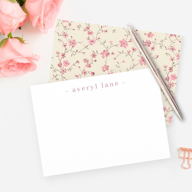 Tarjeta Pequeña Elegante Stationery personalizada Boho Wildflower (Subido por el creador)