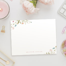 Tarjeta Pequeña Elegante Stationery personalizada Boho Wildflower