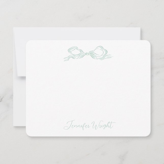 Tarjeta Pequeña Elegante Stationery personalizada de color verde c (Anverso)