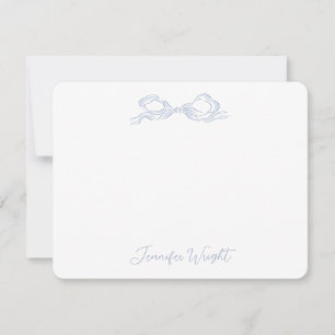 Tarjeta Pequeña Elegante Stationery personalizada Dusty Blue Bow