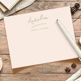 Tarjeta Pequeña Elegante Stationery personalizada Rubor Pink Gold