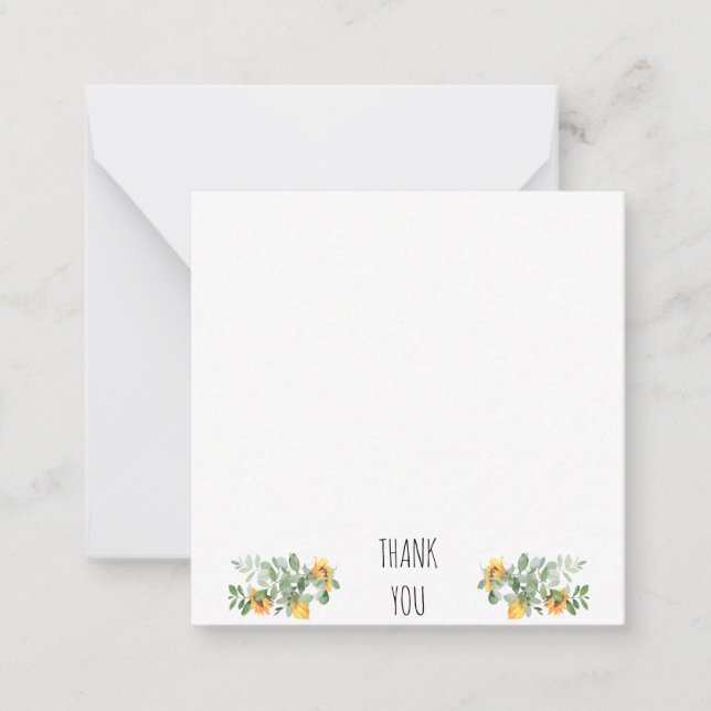 Tarjeta Pequeña Elegante Sunflower Blank Gracias (Anverso)