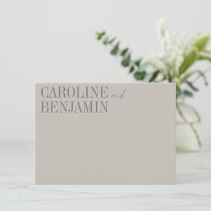 Tarjeta Pequeña Elegante Taupe Gray Nombre Personalizado Boda Stat