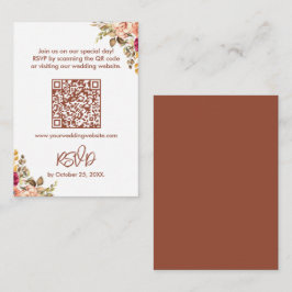 Tarjeta Pequeña Elegante Terracota Floral RSVP con código QR