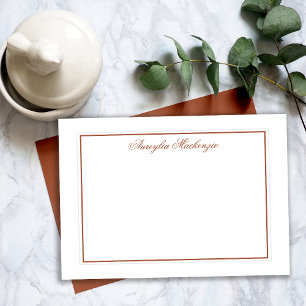Tarjeta Pequeña Elegante Terracota marrón y blanco personalizado