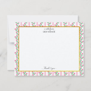 Tarjeta Pequeña Elegante Tulipán Rosa Floral y Estilo Dorado Graci