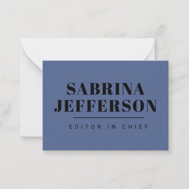 Tarjeta Pequeña Elegante único simple negro azul (Anverso)
