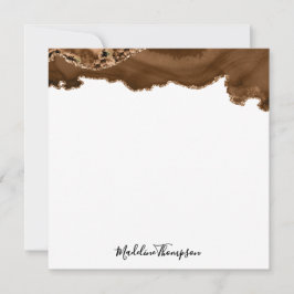 Tarjeta Pequeña Elegante Velvet Rust Gold Marble Agate Geode Squar