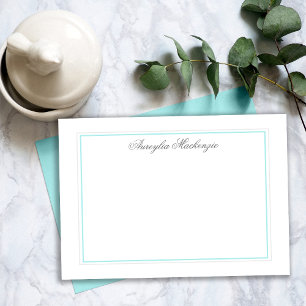 Tarjeta Pequeña Elegante Verde azulado y gris plateado personaliza
