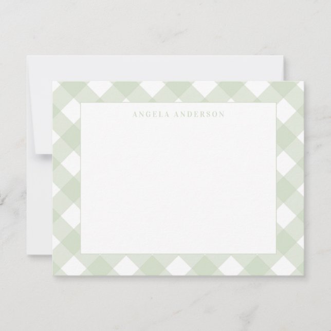 Tarjeta Pequeña Elegante Verde Menta Pastel Moderno Cuadro Vichy (Anverso)
