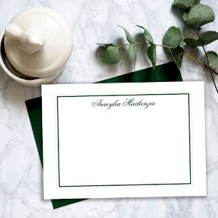 Tarjeta Pequeña Elegante verde oscuro y blanco personalizado