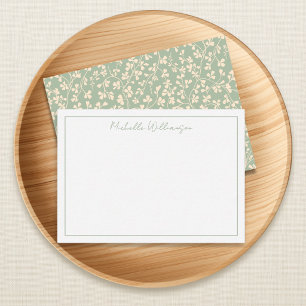 Tarjeta Pequeña Elegante Verde Salvia Botánico Personalizado