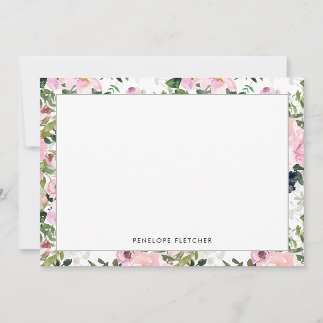 Tarjeta Pequeña Elegante Verdor Borde floral Moderno (Anverso)