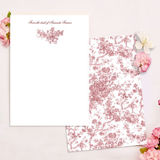 Tarjeta Pequeña Elegante Vintage Francés Grabado Floral Toile-Rosa