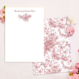 Tarjeta Pequeña Elegante Vintage Francés Grabado Floral Toile-Rosa