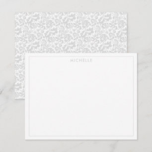 Tarjeta Pequeña Elegante Vintage Gris Veneciano Floral Botánica